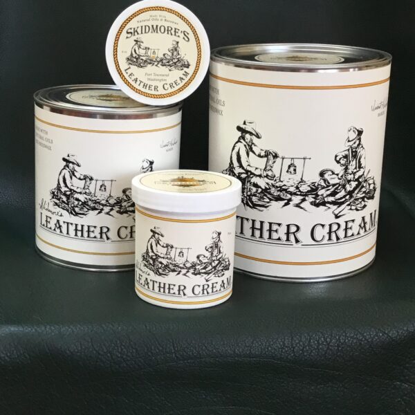 Leather care conditioner cream, 6oz through gallon, by Skidmore's — natural beeswax restores saddles, jackets, and furniture